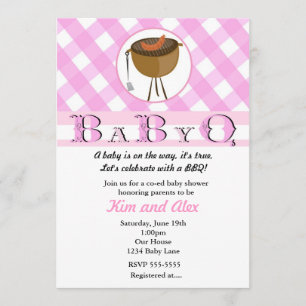 Convite de Churrasco de Baby Shower de Meninas Ros