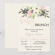 Convite de Churrasco de Baby Shower Floral Rosa Me