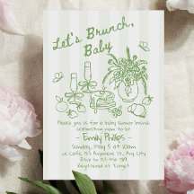 Convite de Churrasco de Baby Shower | Listras Verd
