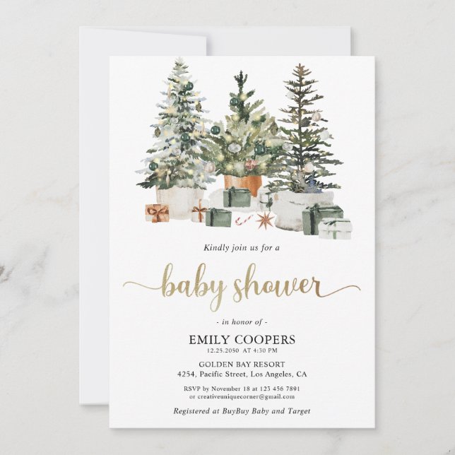 Convite de Churrasco de Bebê Árvore de Natal e Pre (Frente)