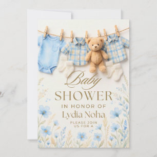Convite de Churrasco de Bebê Baby Clothesline Az