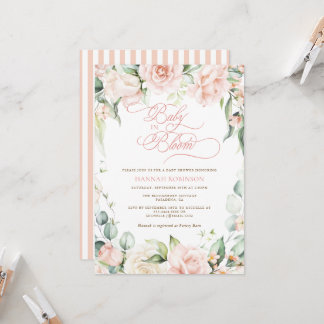 Convite de Churrasco de Bebê Baby in Bloom Blush F