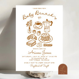 Convite de Churrasco de Bebê Brunch Desenhado à Mã