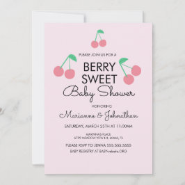 Convite de Churrasco de Bebê Cerejas Fruta Rosa Ve
