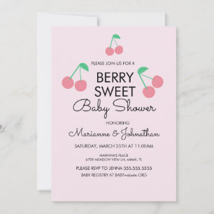 Convite de Churrasco de Bebê Cerejas Fruta Rosa Ve