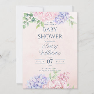 Convite de Churrasco de Bebê com Aquarela Floral