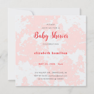Convite de Churrasco de Bebê com Aquarela Rosa
