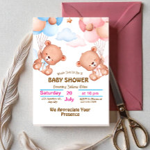 Convite de Churrasco de Bebê com Aquarela Rosa e A