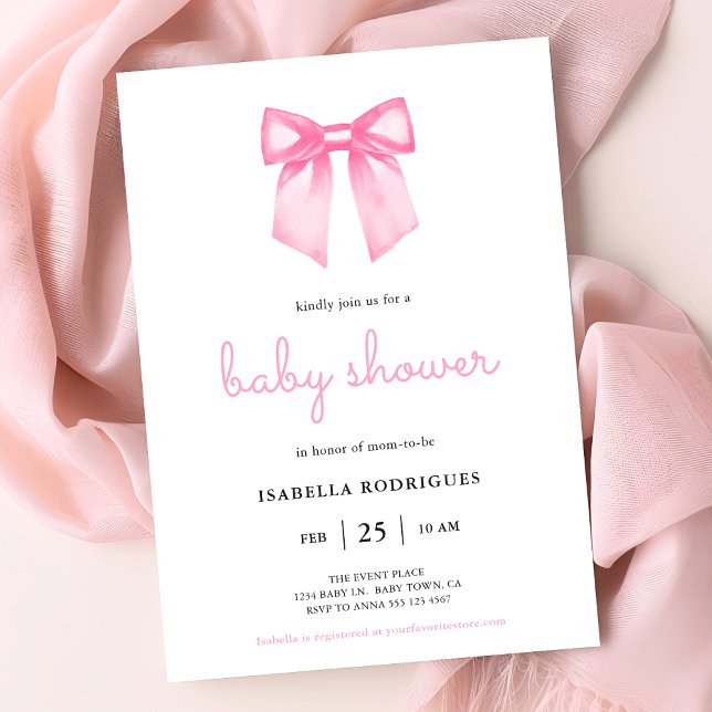 Convite de Churrasco de Bebê com Arco de Aquarela  (Invite shown in 5 x 7 inches, choose size, paper and corner style. Buy print or digital invitations.)