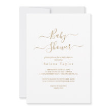 Convite de Churrasco de Bebê com Caligrafia Dourad