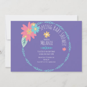 Convite de Churrasco de Bebê com Coroa Floral de P