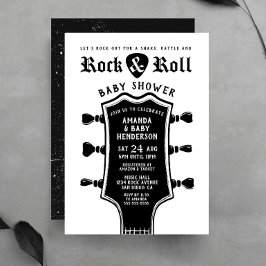 Convite de Churrasco de Bebê com Guitarra de Rock 
