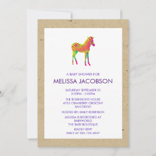 Convite de Churrasco de Bebê Cores Neon Zebra Bebê