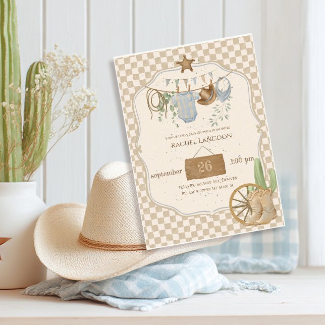 Convite de Churrasco de Bebê Cowboy Bebê Selvagem  (Criador carregado)
