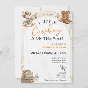 Convite de Churrasco de Bebê Cowboy Personalizado