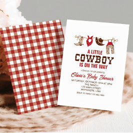 Convite de Churrasco de Bebê Cowboy Western Vermel