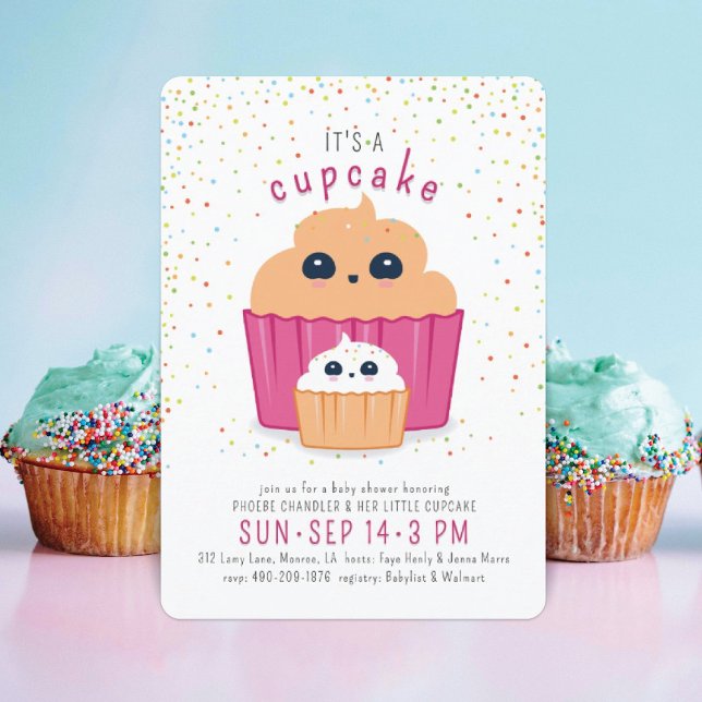 Convite de Churrasco de Bebê Cupcake Mamãe e Bebê (Criador carregado)