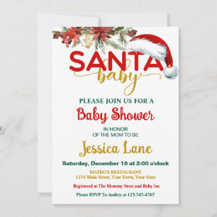 Convite de Churrasco de Bebê Cute Santa Baby Dezem