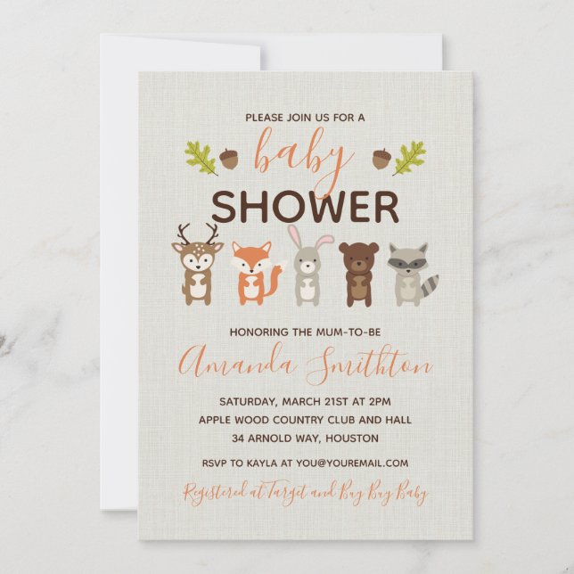 Convite de Churrasco de Bebê da Floresta (Frente)
