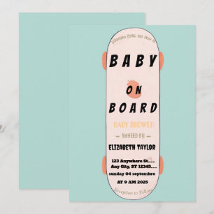 Convite de Churrasco de Bebê de Skate Baby on Boar
