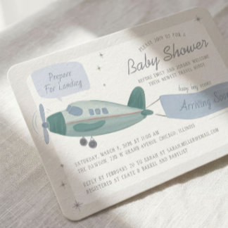 Convite de Churrasco de Bebê de Viagem de Avião