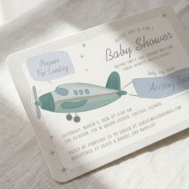 Convite de Churrasco de Bebê de Viagem de Avião (Criador carregado)