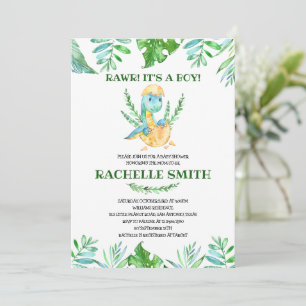 Convite de Churrasco de Bebê Dinossauro Verde