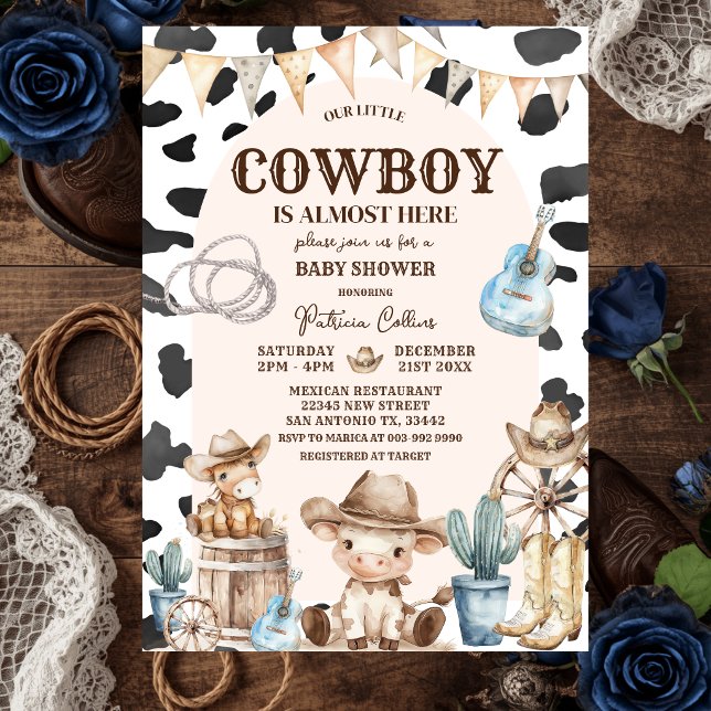 Convite de Churrasco de Bebê do Cowboy no Faroeste (Criador carregado)