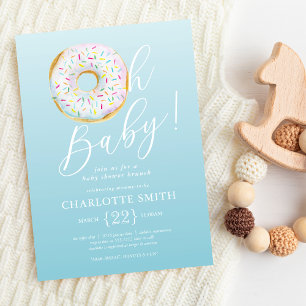 Convite de Churrasco de Bebê Donut Azul Fofo