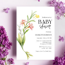 Convite de Churrasco de Bebê Elegante Boho Wildflo