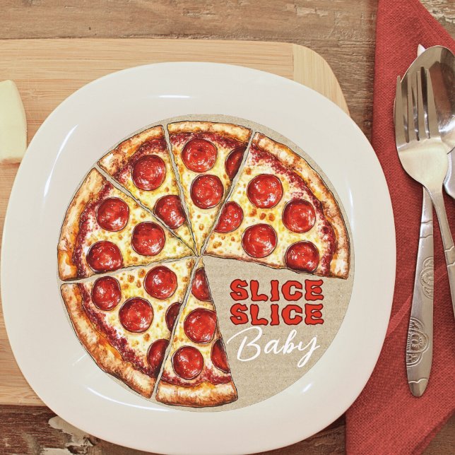 Convite de Churrasco de Bebê Fatia de Pizza Neutro (Fun Pizza Slice Slice Baby Shower Invitation)