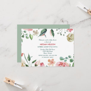 Convite de Churrasco de Bebê Floral Aquarela Jardi