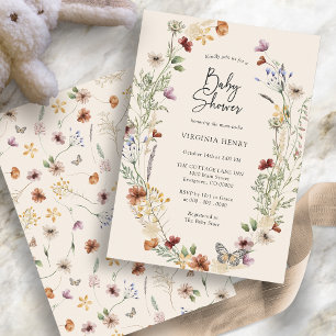 Convite de Churrasco de Bebê Floral Boho