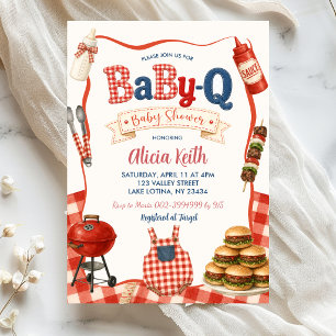 Convite de Churrasco de Bebê Gingham BabyQ