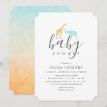 Convite de Churrasco de Bebê Girafa Elegante Elefa