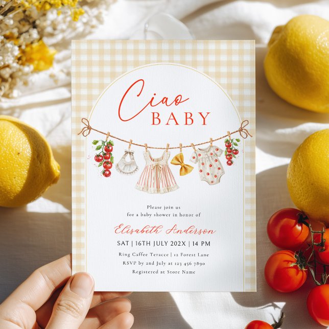 Convite de Churrasco de Bebê Italiano Ciao Baby (Criador carregado)