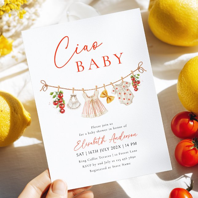 Convite de Churrasco de Bebê Italiano Ciao Baby (Criador carregado)