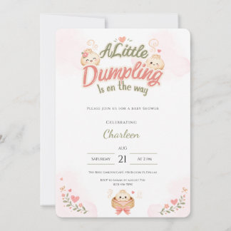 Convite de Churrasco de Bebê Kawaii Little Dumplin