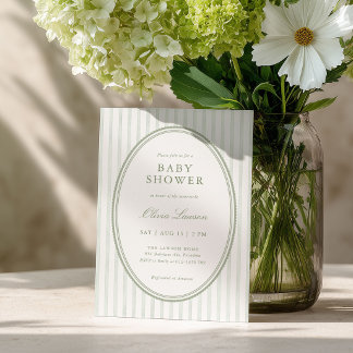 Convite de Churrasco de Bebê Listrado de Verde Sag