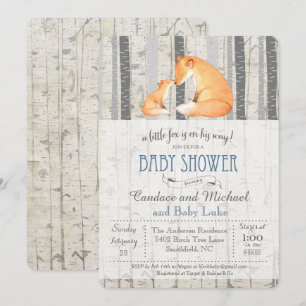 Convite de Churrasco de Bebê Little Fox Birch