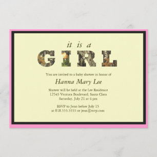 Convite de Churrasco de Bebê Menina Camuflado