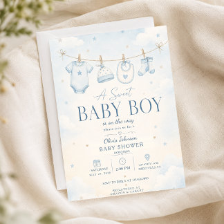 Convite de Churrasco de Bebê Menino Doce Azul Aqua