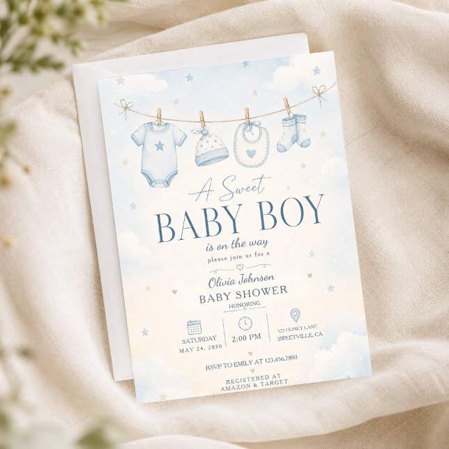 Convite de Churrasco de Bebê Menino Doce Azul Aqua (Criador carregado)