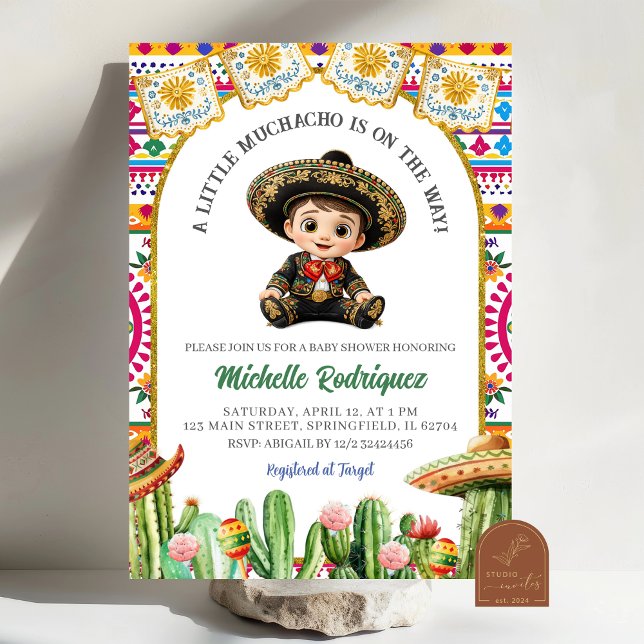 Convite de Churrasco de Bebê Menino Fiesta Mexican (Criador carregado)