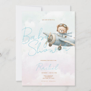 Convite de Churrasco de Bebê Menino Urso Teddy Vin