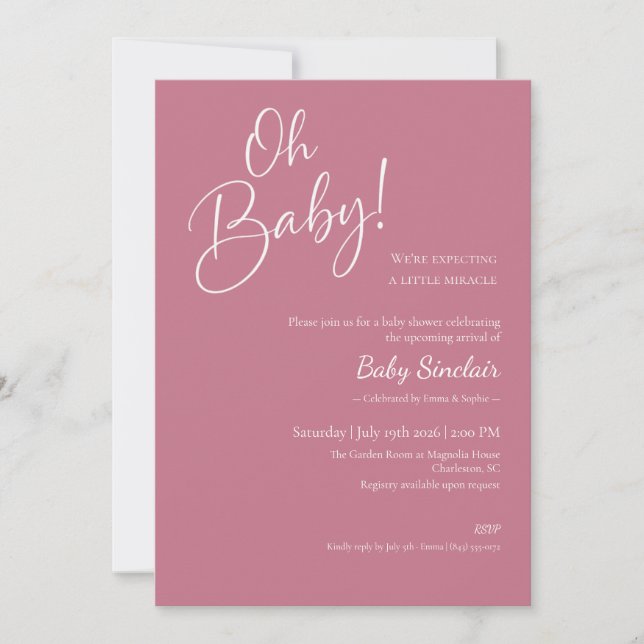 Convite de Churrasco de Bebê Oh Baby Dusty Rose Sc (Frente)