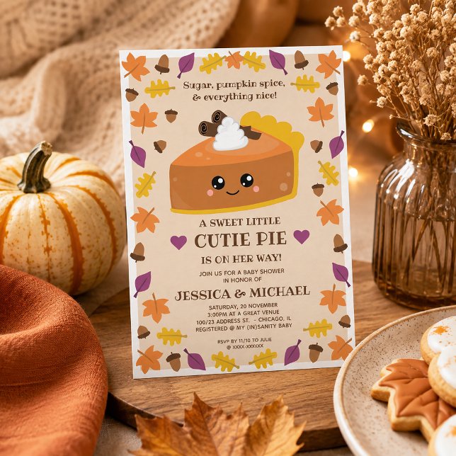 Convite de Churrasco de Bebê Outono Cutie Pie (You’ll definitely want a piece of this cutie pie baby shower invitation.)