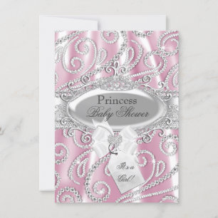 Convite de Churrasco de Bebê Pink Princess Sparkle