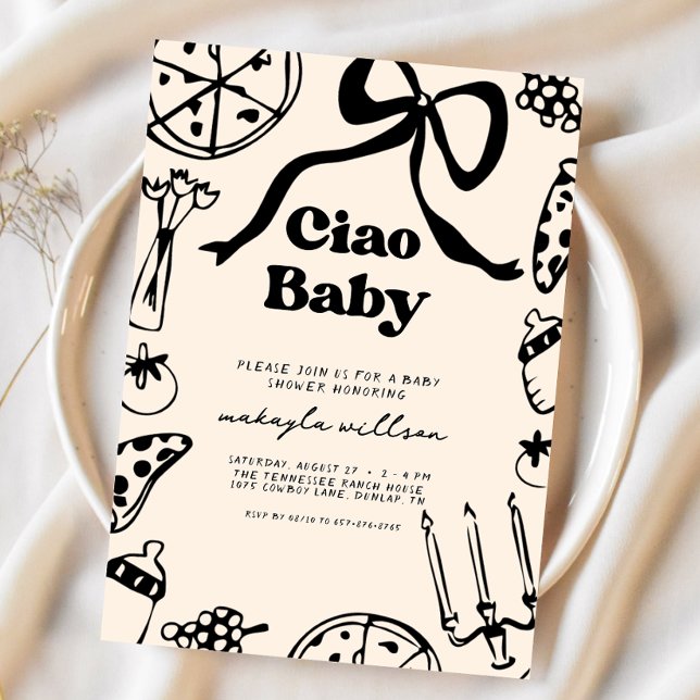 Convite de Churrasco de Bebê Pizza Italiana Ciao B (Criador carregado)