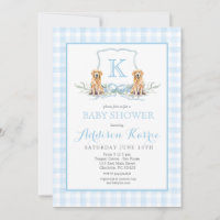 Convite de Churrasco de Bebê Preppy Dog Gingham Cr